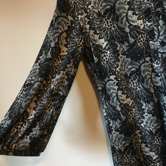 Dark Victorian Gothic Mockneck Frilly Button Down Blouse - Picture 5 of 16